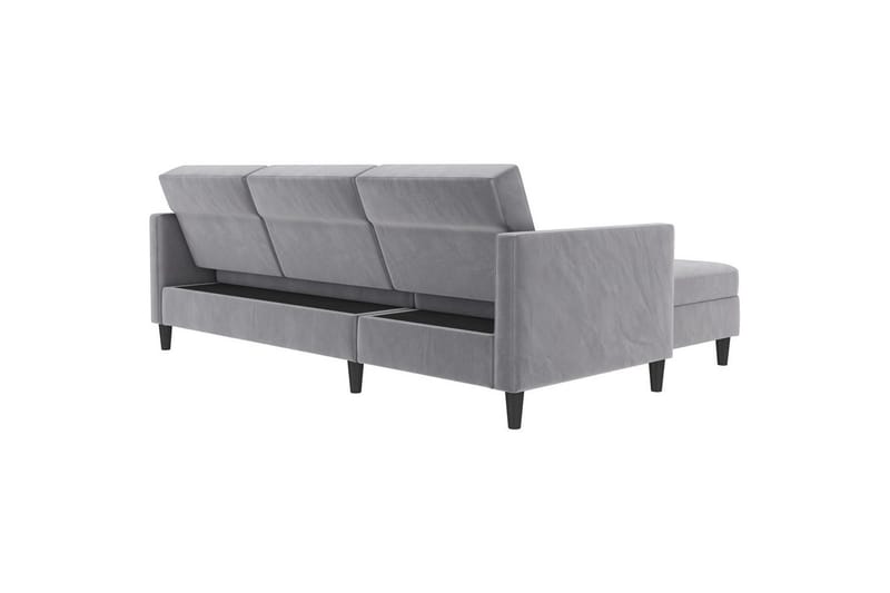 Sovesofa Hartford 213x153x82 cm, Grå, Fløyel - 213x153x82 cm, Grå, Fløyel - Møbler - Sofaer - Sovesofaer - Sovesofa divan