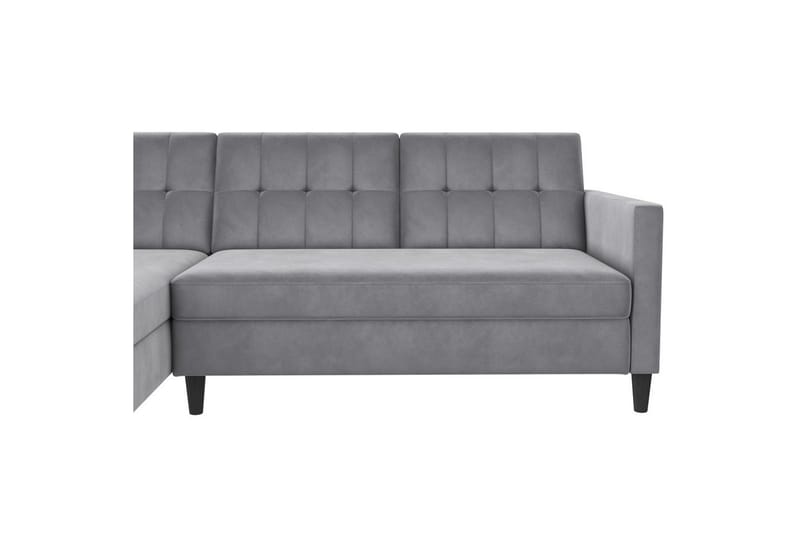 Sovesofa Hartford 213x153x82 cm, Grå, Fløyel - 213x153x82 cm, Grå, Fløyel - Møbler - Sofaer - Sovesofaer - Sovesofa divan