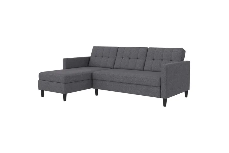 Sovesofa Hartford 213x153x82 cm, Grå, Linstoffutseende (100 % polyester), 213x153x82 cm, Grå, Linstoffutseende (100 % polyester)