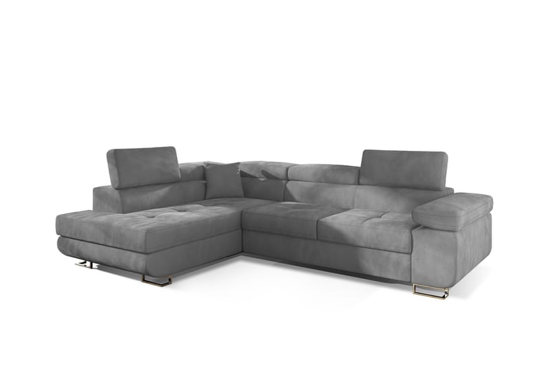 Sovesofa Hipolito med Sjeselong Venstre - Grå - Møbler - Sofaer - Sovesofaer - Langsgående sovesofa