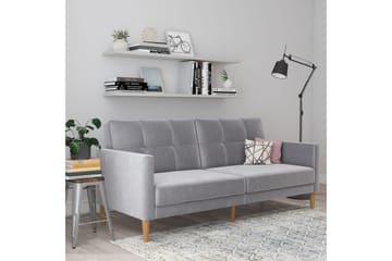 Sovesofa Lilly Lys grå, Fløyel - Lys grå, Fløyel - Møbler - Sofaer - Sovesofaer - 3 seters sovesofa