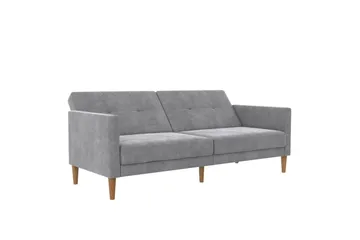 Sovesofa Lilly Lys grå, Fløyel - Lys grå, Fløyel - Møbler - Sofaer - Sovesofaer - 3 seters sovesofa