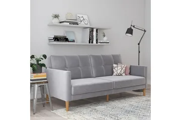 Sovesofa Lilly Lys grå, Fløyel - Lys grå, Fløyel - Møbler - Sofaer - Sovesofaer - 3 seters sovesofa