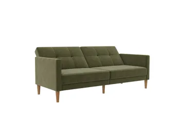 Sovesofa Lilly Olivengrønn, Fløyel - Olivengrønn, Fløyel - Møbler - Sofaer - Sovesofaer - 3 seters sovesofa