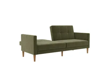 Sovesofa Lilly Olivengrønn, Fløyel - Olivengrønn, Fløyel - Møbler - Sofaer - Sovesofaer - 3 seters sovesofa