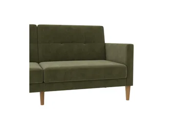 Sovesofa Lilly Olivengrønn, Fløyel - Olivengrønn, Fløyel - Møbler - Sofaer - Sovesofaer - 3 seters sovesofa