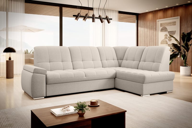 Sovesofa m. Sjeselong Amelya 3-seter - Beige - Møbler - Sofaer - Sovesofaer - Langsgående sovesofa