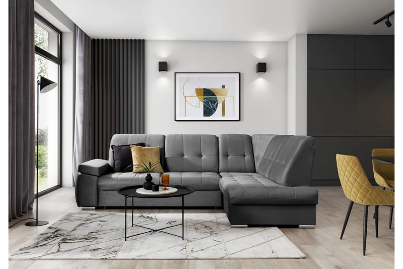 Sovesofa m. Sjeselong Amelya 3-seter, Grå