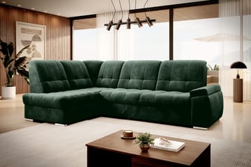 Sovesofa m. Sjeselong Amelya 3-seter - Mørkegrønn - Møbler - Sofaer - Sovesofaer - Langsgående sovesofa