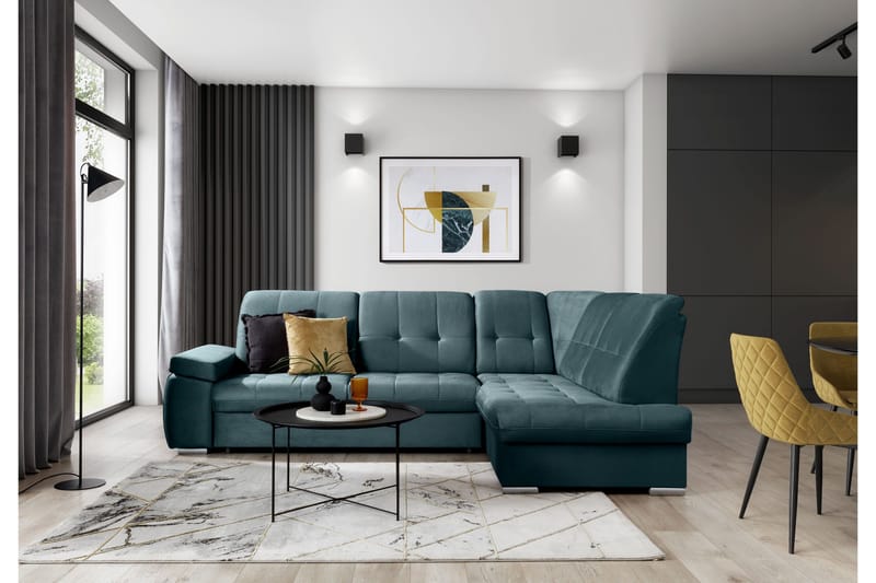 Sovesofa m. Sjeselong Amelya 3-seter - Mørkegrønn - Møbler - Sofaer - Sovesofaer - Langsgående sovesofa
