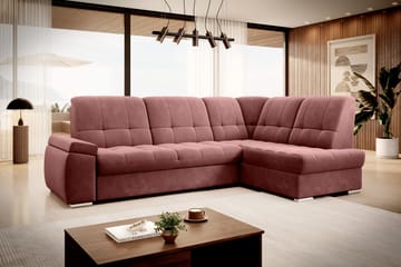 Sovesofa m. Sjeselong Amelya 3-seter - Rosa - Møbler - Sofaer - Sovesofaer - Langsgående sovesofa