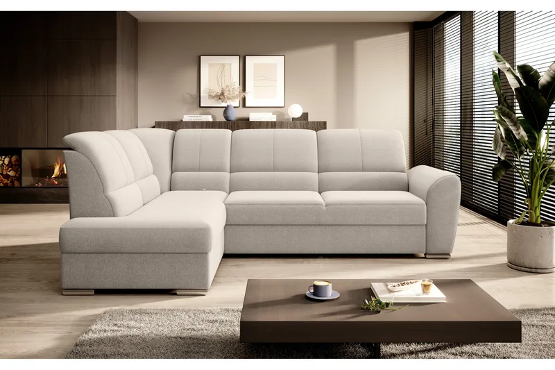 Sovesofa m. Sjeselong Keith 3-seter - Beige - Møbler - Sofaer - Sovesofaer - Langsgående sovesofa