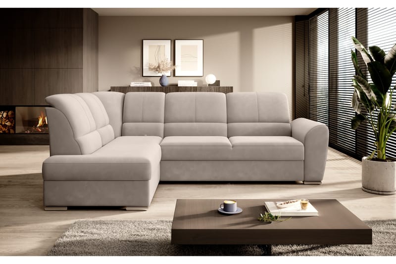 Sovesofa m. Sjeselong Keith 3-seter - Beige - Møbler - Sofaer - Sovesofaer - Langsgående sovesofa