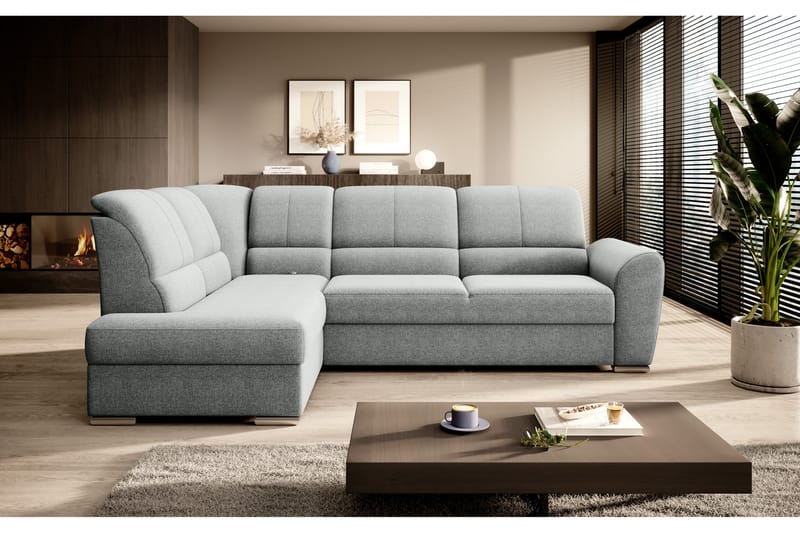 Sovesofa m. Sjeselong Keith 3-seter - Grå - Møbler - Sofaer - Sovesofaer - Langsgående sovesofa