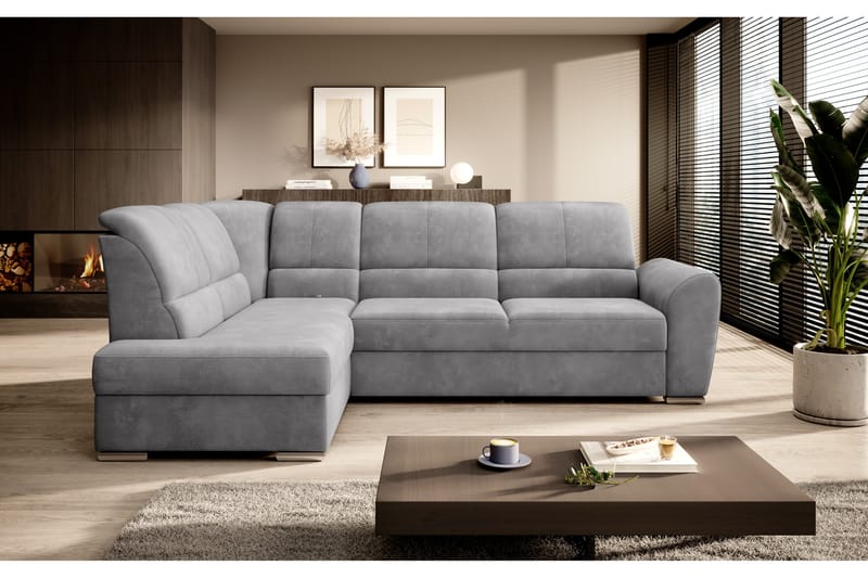 Sovesofa m. Sjeselong Keith 3-seter - Grå - Møbler - Sofaer - Sovesofaer - Langsgående sovesofa