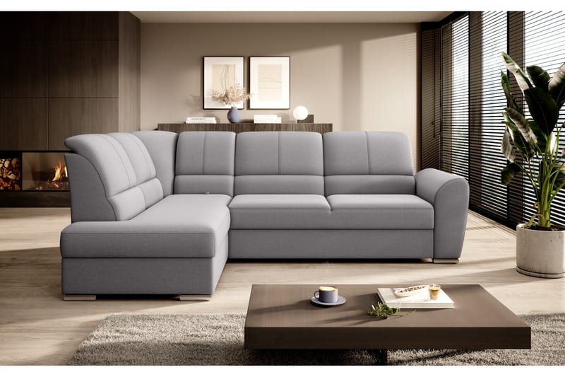 Sovesofa m. Sjeselong Keith 3-seter - Grå - Møbler - Sofaer - Sovesofaer - Langsgående sovesofa