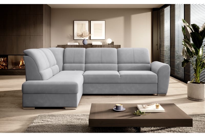 Sovesofa m. Sjeselong Keith 3-seter - Grå - Møbler - Sofaer - Sovesofaer - Langsgående sovesofa