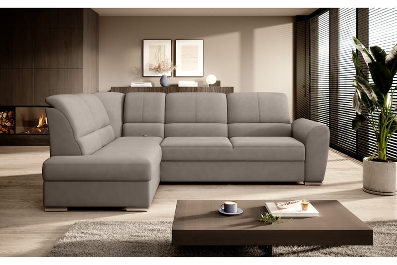 Sovesofa m. Sjeselong Keith 3-seter - Grå - Møbler - Sofaer - Sovesofaer - Langsgående sovesofa