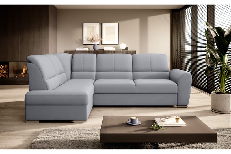 Sovesofa m. Sjeselong Keith 3-seter - Grå - Møbler - Sofaer - Sovesofaer - Langsgående sovesofa