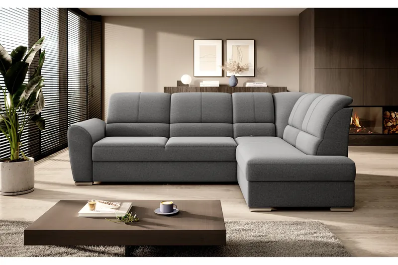 Sovesofa m. Sjeselong Keith 3-seter - Grå - Møbler - Sofaer - Sovesofaer - Langsgående sovesofa