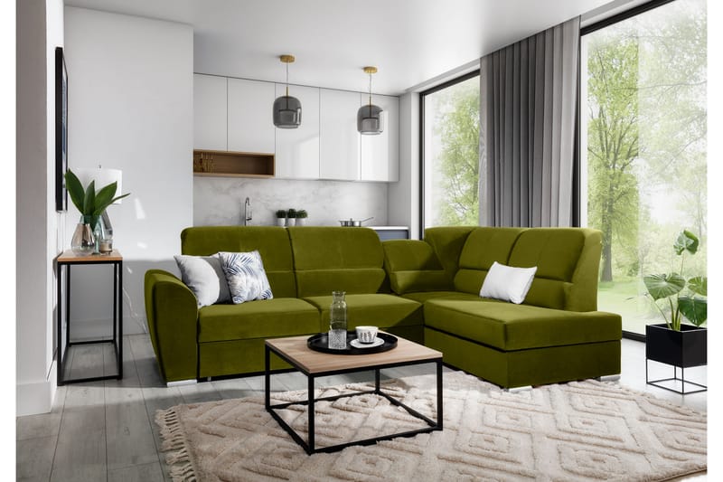 Sovesofa m. Sjeselong Keith 3-seter - Grønn - Møbler - Sofaer - Sovesofaer - Langsgående sovesofa