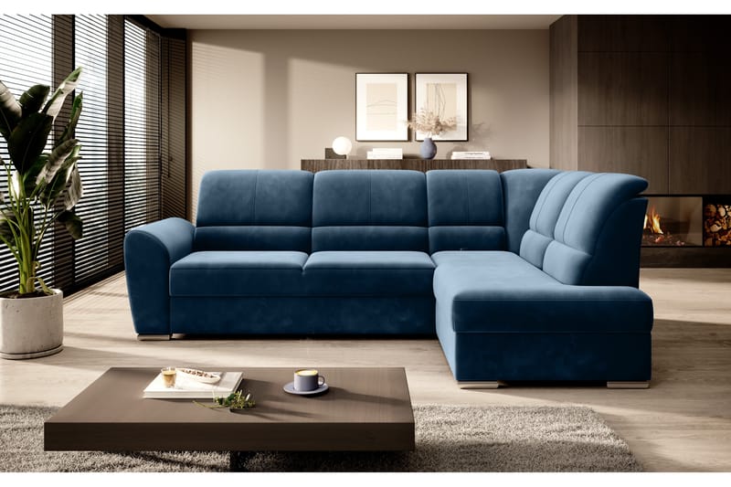 Sovesofa m. Sjeselong Keith 3-seter - Mørkeblå - Møbler - Sofaer - Sovesofaer - Langsgående sovesofa