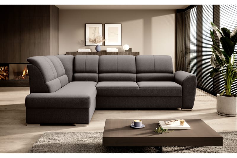 Sovesofa m. Sjeselong Keith 3-seter - Mørkebrun - Møbler - Sofaer - Sovesofaer - Langsgående sovesofa