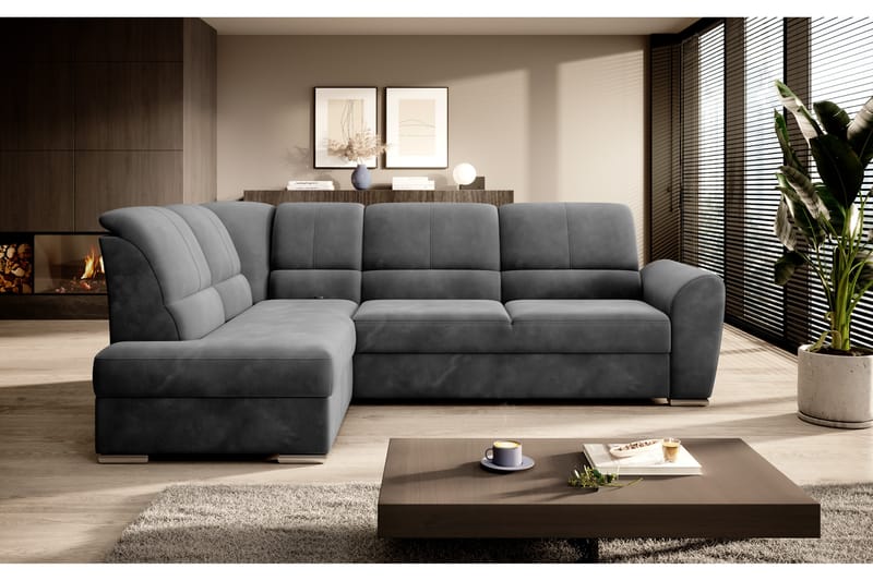 Sovesofa m. Sjeselong Keith 3-seter - Mørkegrå - Møbler - Sofaer - Sovesofaer - Langsgående sovesofa