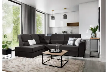 Sovesofa m. Sjeselong Keith 3-seter - Mørkegrå - Møbler - Sofaer - Sovesofaer - Langsgående sovesofa