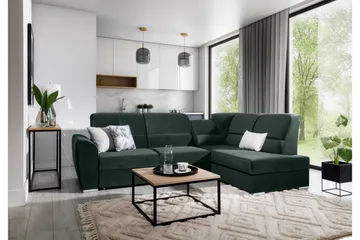 Sovesofa m. Sjeselong Keith 3-seter - Mørkegrønn - Møbler - Sofaer - Sovesofaer - Langsgående sovesofa