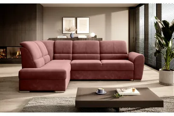 Sovesofa m. Sjeselong Keith 3-seter - Rosa - Møbler - Sofaer - Sovesofaer - Langsgående sovesofa