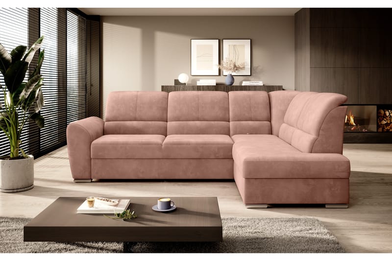 Sovesofa m. Sjeselong Keith 3-seter - Rosa - Møbler - Sofaer - Sovesofaer - Langsgående sovesofa