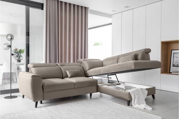 Sovesofa m. Sjeselong Yasmine 3-seter - Beige - Møbler - Sofaer - Sovesofaer - Langsgående sovesofa