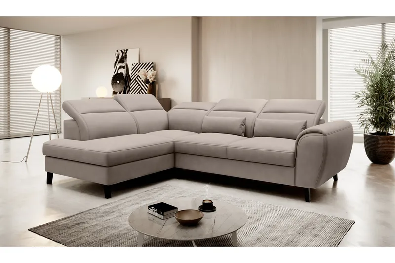 Sovesofa m. Sjeselong Yasmine 3-seter - Beige - Møbler - Sofaer - Sovesofaer - Langsgående sovesofa