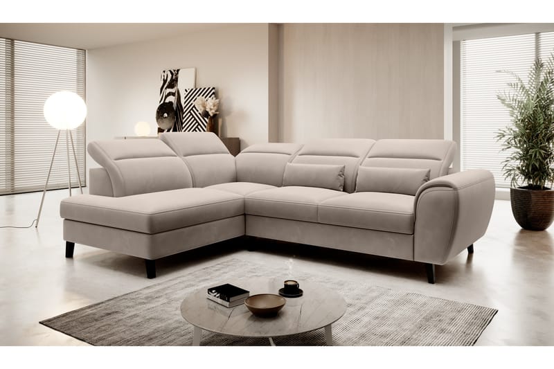 Sovesofa m. Sjeselong Yasmine 3-seter - Beige - Møbler - Sofaer - Sovesofaer - Langsgående sovesofa