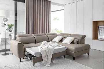 Sovesofa m. Sjeselong Yasmine 3-seter - Beige - Møbler - Sofaer - Sovesofaer - Langsgående sovesofa