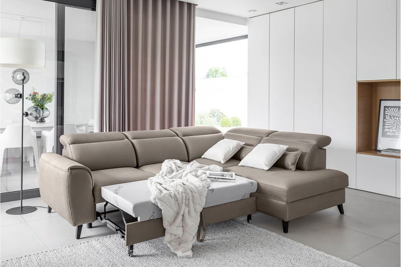 Sovesofa m. Sjeselong Yasmine 3-seter - Beige - Møbler - Sofaer - Sovesofaer - Langsgående sovesofa