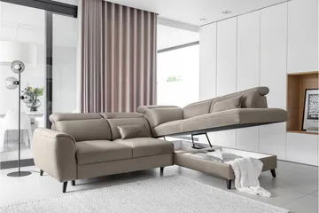 Sovesofa m. Sjeselong Yasmine 3-seter - Beige - Møbler - Sofaer - Sovesofaer - Langsgående sovesofa