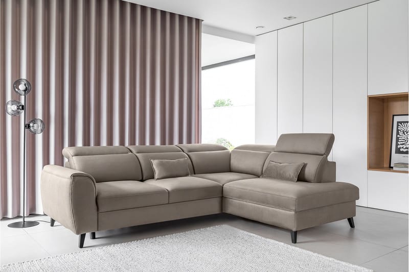 Sovesofa m. Sjeselong Yasmine 3-seter - Beige - Møbler - Sofaer - Sovesofaer - Langsgående sovesofa