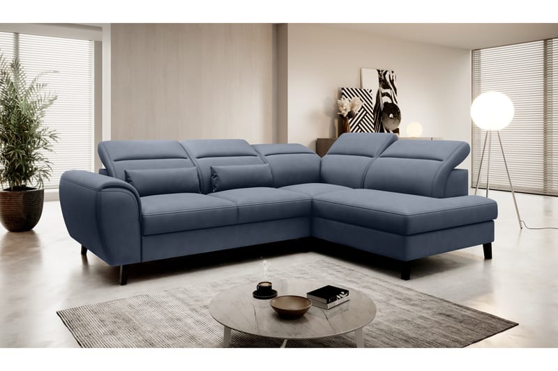 Sovesofa m. Sjeselong Yasmine 3-seter - Mørkeblå - Møbler - Sofaer - Sovesofaer - Langsgående sovesofa