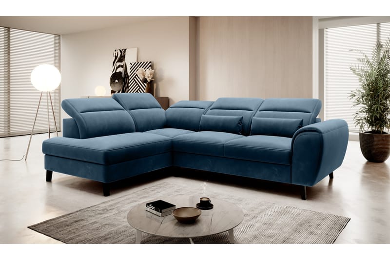 Sovesofa m. Sjeselong Yasmine 3-seter - Mørkeblå - Møbler - Sofaer - Sovesofaer - Langsgående sovesofa