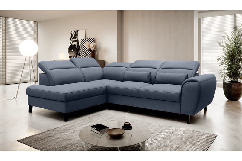 Sovesofa m. Sjeselong Yasmine 3-seter - Mørkeblå - Møbler - Sofaer - Sovesofaer - Langsgående sovesofa