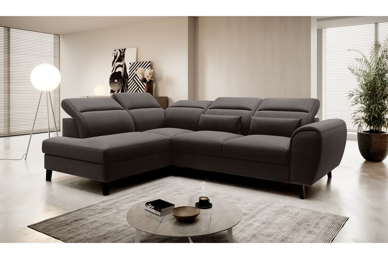 Sovesofa m. Sjeselong Yasmine 3-seter, Mørkebrun