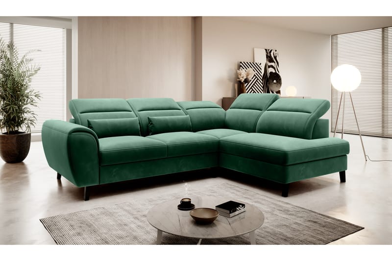 Sovesofa m. Sjeselong Yasmine 3-seter, Mørkegrønn