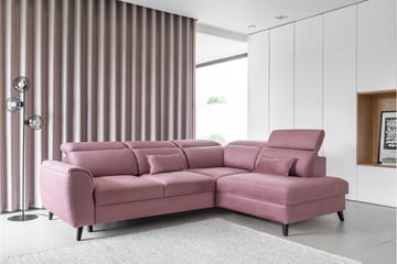 Sovesofa m. Sjeselong Yasmine 3-seter - Rosa - Møbler - Sofaer - Sovesofaer - Langsgående sovesofa