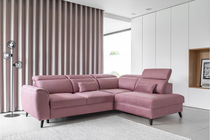 Sovesofa m. Sjeselong Yasmine 3-seter - Rosa - Møbler - Sofaer - Sovesofaer - Langsgående sovesofa