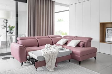 Sovesofa m. Sjeselong Yasmine 3-seter - Rosa - Møbler - Sofaer - Sovesofaer - Langsgående sovesofa