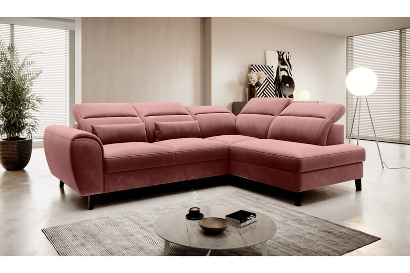 Sovesofa m. Sjeselong Yasmine 3-seter - Rosa - Møbler - Sofaer - Sovesofaer - Langsgående sovesofa