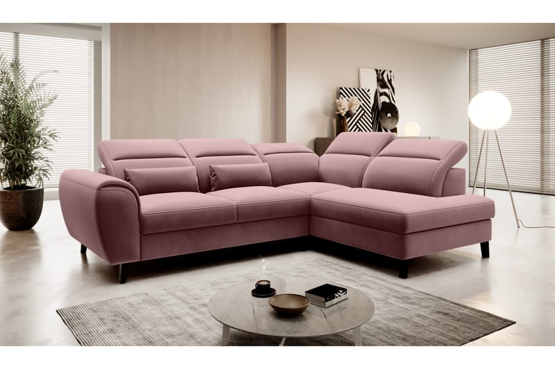 Sovesofa m. Sjeselong Yasmine 3-seter, Rosa