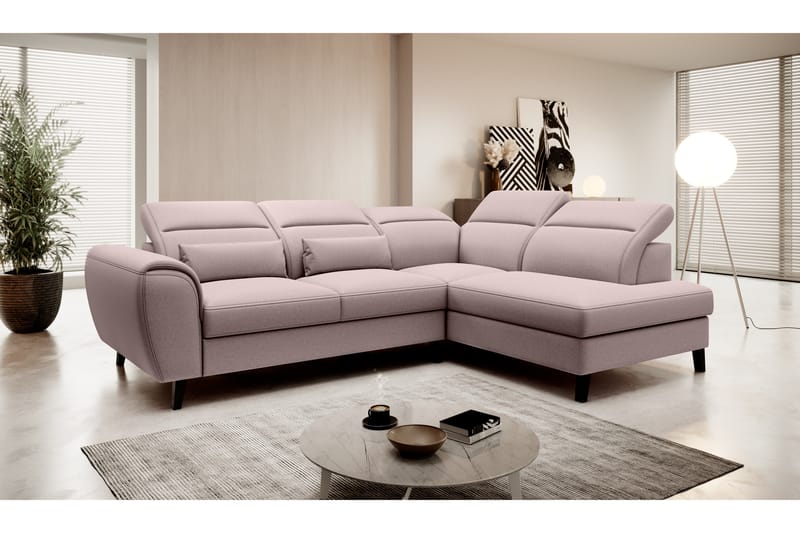 Sovesofa m. Sjeselong Yasmine 3-seter - Rosa - Møbler - Sofaer - Sovesofaer - Langsgående sovesofa